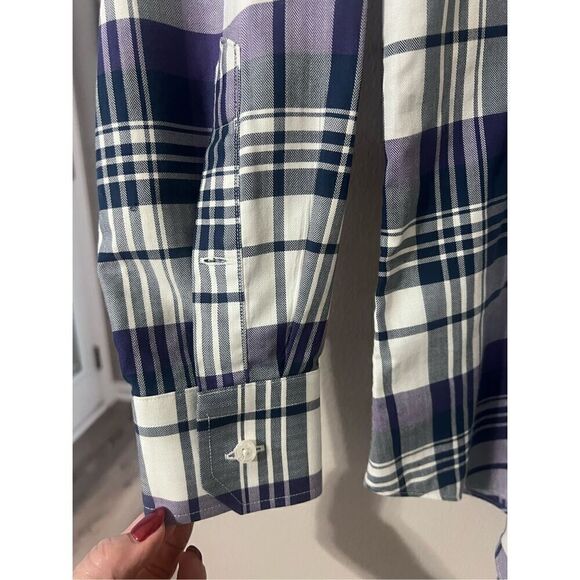 Calibrate Men’s Size 16.5 34-35 Button Down Plaid Long Sleeve Dress Shirt Purple - Picture 4 of 9